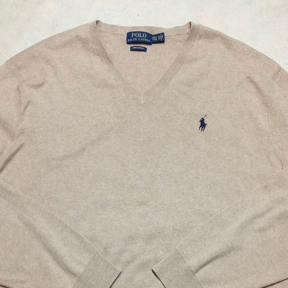 *READ* POLO Ralph Lauren Pima Cotton V-Neck Sweater Mens Size XXL Long Sleeve - Picture 2 of 7